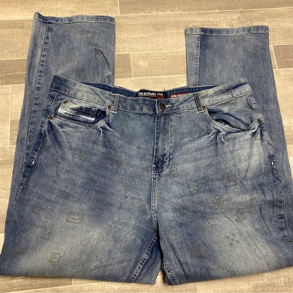 Ecko Unltd Jeans Mens 42x31 (40x31) Slim Straight Hip Hop Rap Streetwear Y2K AOP - Picture 12 of 16